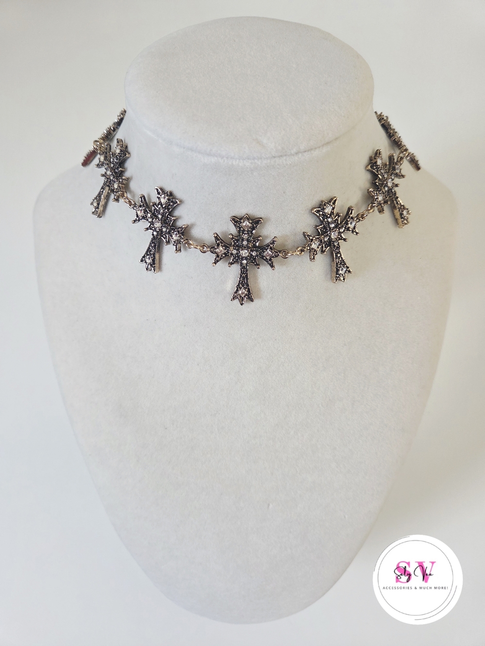Gold Cross Choker Necklace